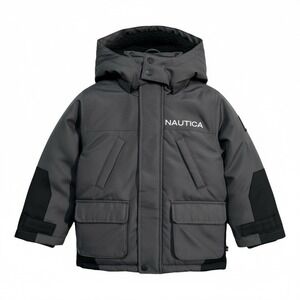 Nautica Toddler Boys Snorkel Snow Jacket Size 2T Gray Black Water Resistant Coat